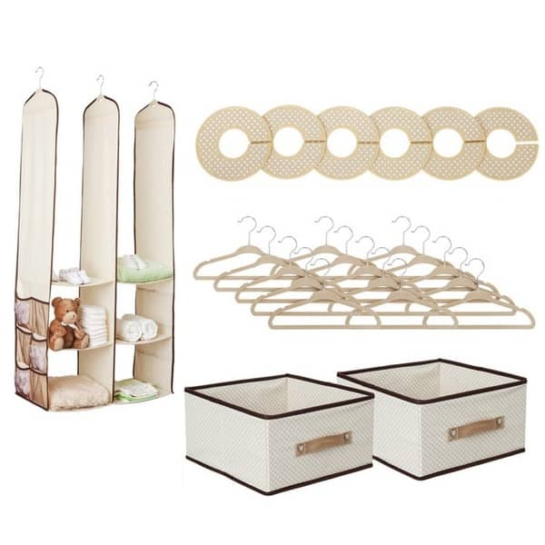 Delta Children 24 Piece Nursery Closet Organizer, Beige