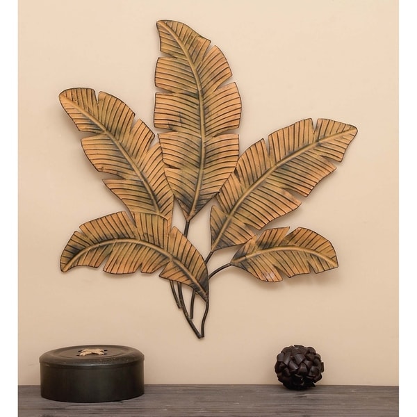 Shop Natural 34 x 35 Inch Palm Leaves Metal Wall Decor by Studio 350 ...