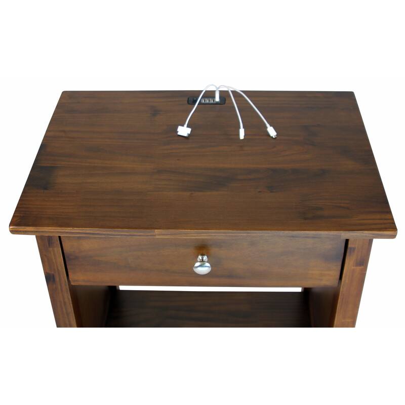 Vanderbilt Nightstand End Table with 4 USB Ports