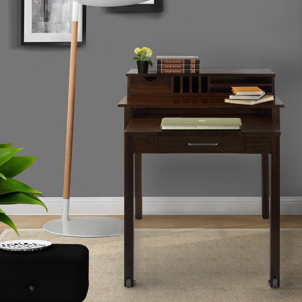 Solid Wood Roll-out Desk with Hutch