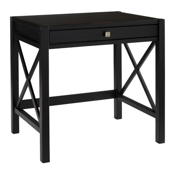 Linon Elsa Laptop Desk, Ebony with Rub Thru Overstock 9106615