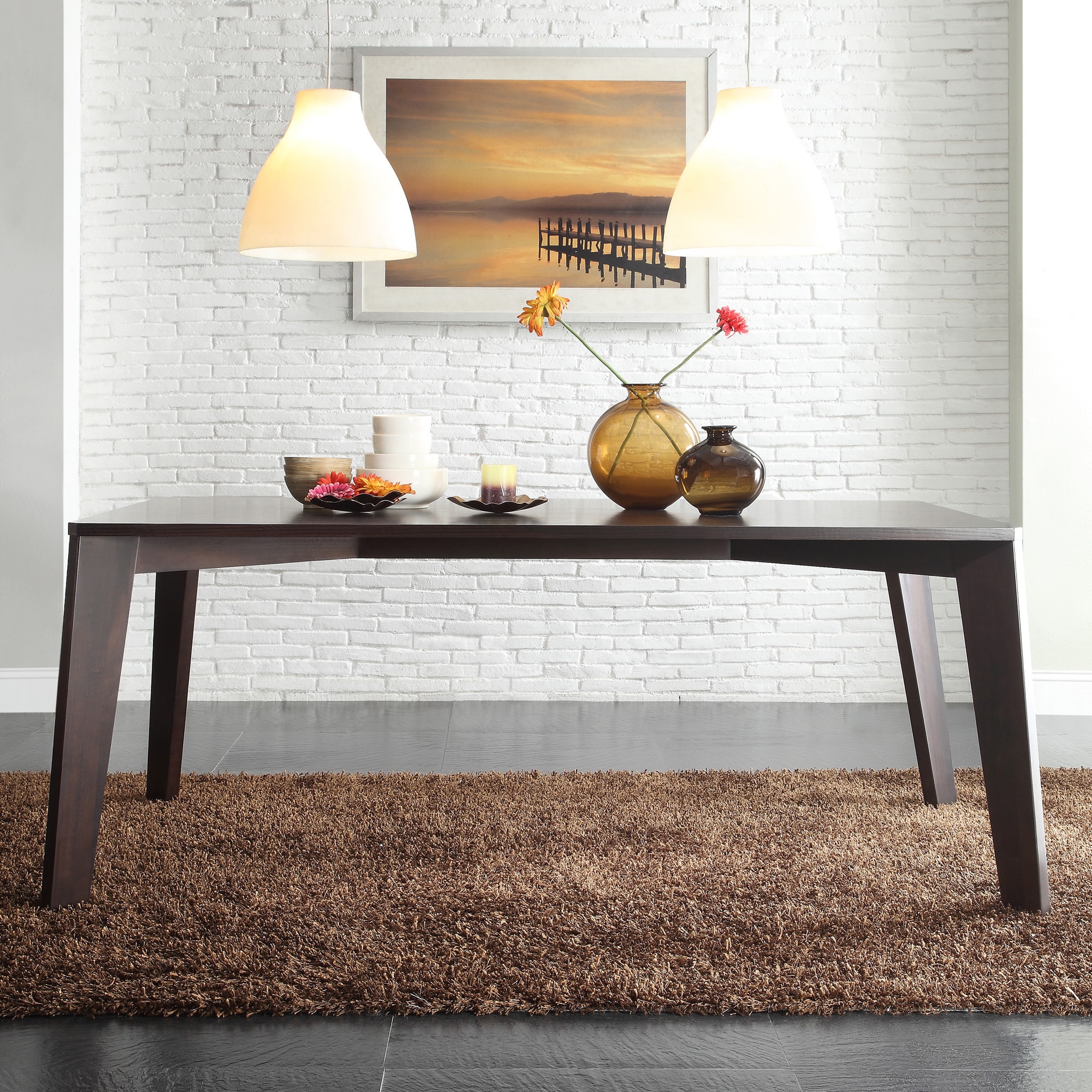 INSPIRE Q Sasha Modern Brown Angled Leg Dining Table  