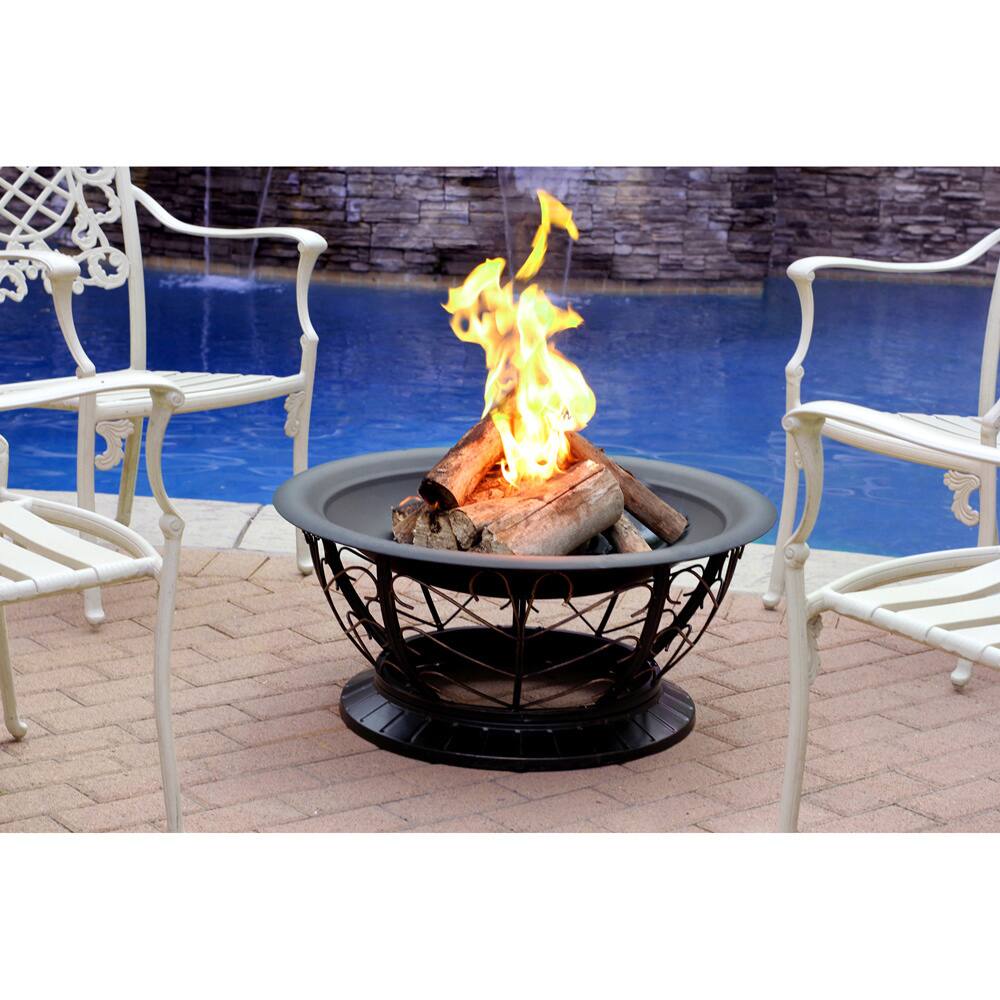30-inch Red Bronze Brush Scroll Fire Pit