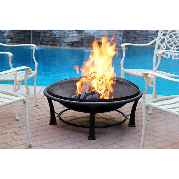 Shop 35 Inch Golden Brush Steel Fire Pit Free Shipping Today
