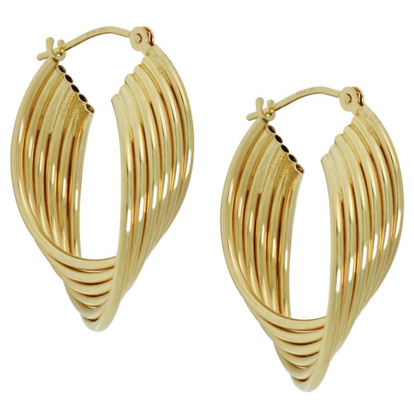 14k Yellow Gold 3mm Twisted Tube Hoop Earrings - 31mm x 30mm 人気沸騰 ...