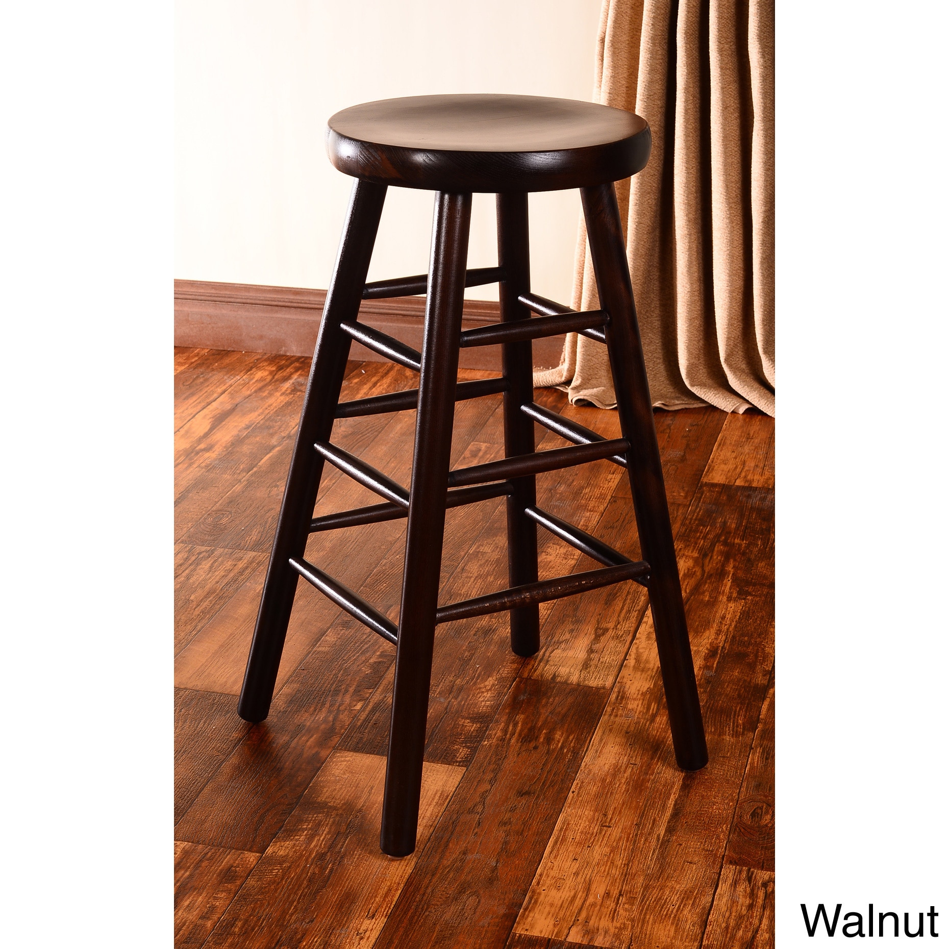 Backless Beech Wood Bar Stool