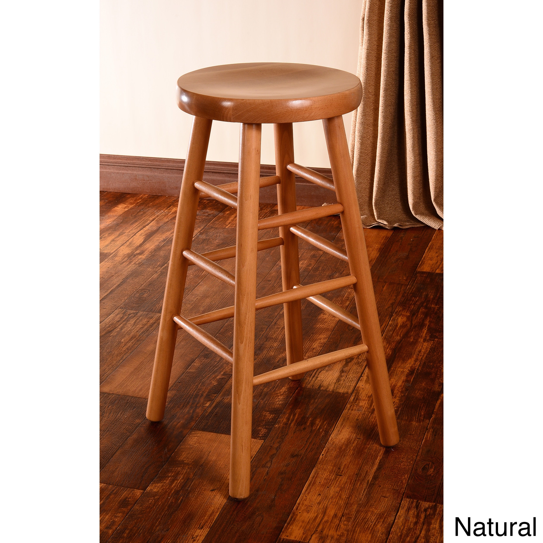 Backless Beech Wood Bar Stool