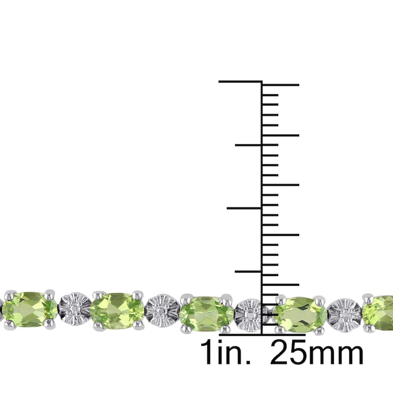 Miadora Sterling Silver 8 4/5ct TGW Peridot and Diamond Accent Bracelet