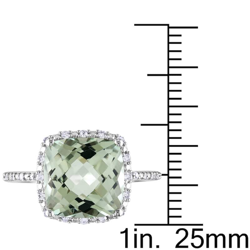 Miadora 10k White Gold Green Amethyst and 1/10ct TDW Diamond Ring (H-I, I2-I3)