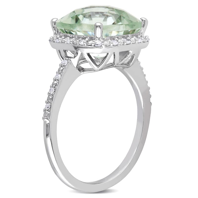 Miadora 10k White Gold Green Amethyst and 1/10ct TDW Diamond Ring (H-I, I2-I3)