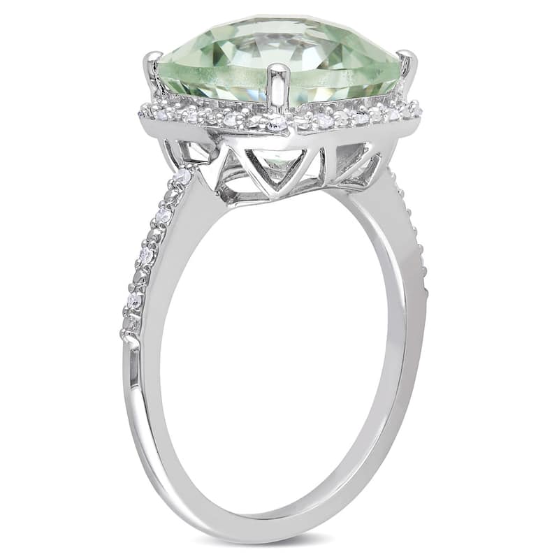 Miadora 10k White Gold Green Amethyst and 1/10ct TDW Diamond Ring (H-I, I2-I3)