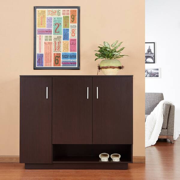 Shop Furniture Of America Anders 6 Shelves Shoes Cabinet Walnut