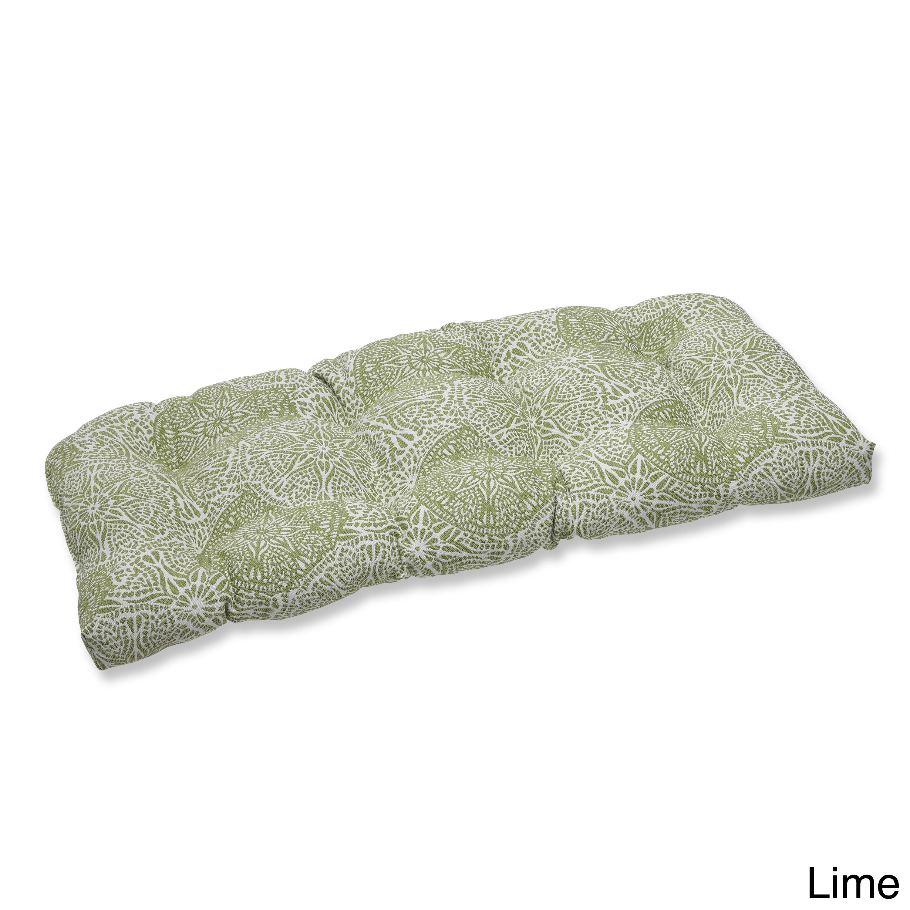 Pillow Perfect Wicker Loveseat Cushion With Bella dura Makayla Fabric