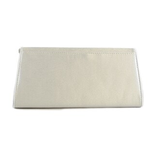 Silver Satin Clutch with Beaded Strap