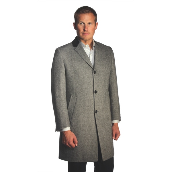 Shop Jean Paul Germain Men's 'Chesterfield' Herringbone Overcoat - Free ...