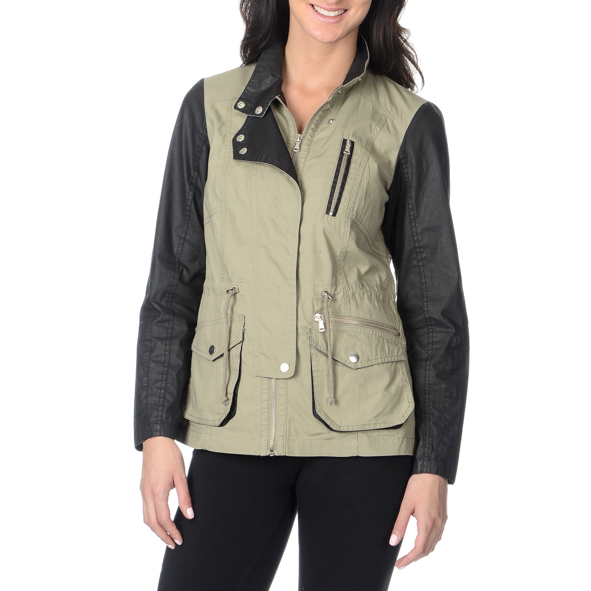 Bernardo Womens Cotton Mixed Meddia Anorak Jacket