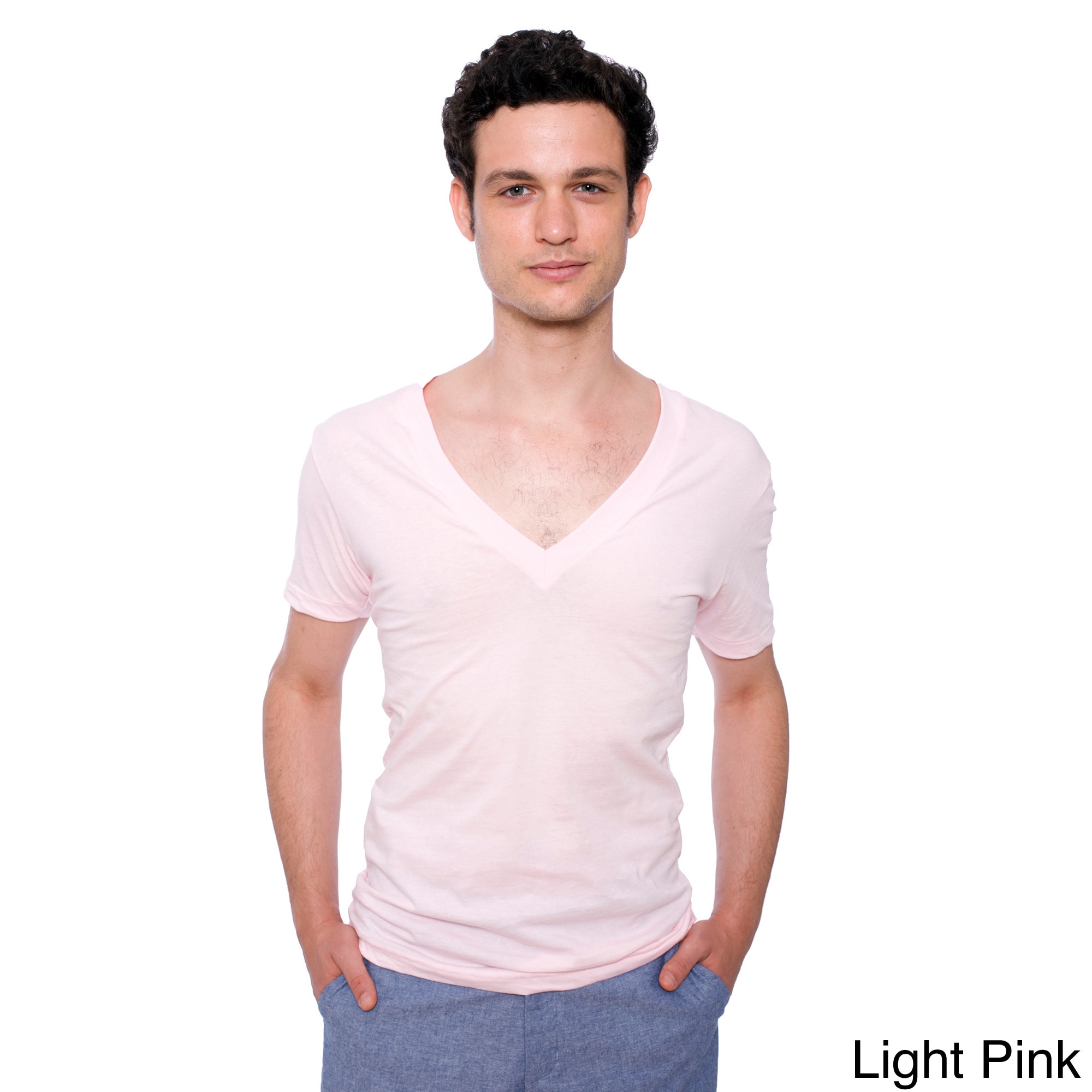 American Apparel American Apparel Unisex Sheer Jersey Deep V neck T shirt Pink Size XS