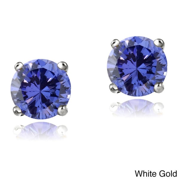 Glitzy Rocks 14k White or Yellow Gold 1/2ct TGW Tanzanite Round 4mm Stud Earrings Glitzy Rocks Gemstone Earrings