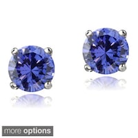 Malaika 14k White Gold 1ct Tgw Tanzanite Earrings On Glitzy Rocks 14k White Or Yellow Gold 1 2ct Tgw Tanzanite Round 4mm Stud Earrings