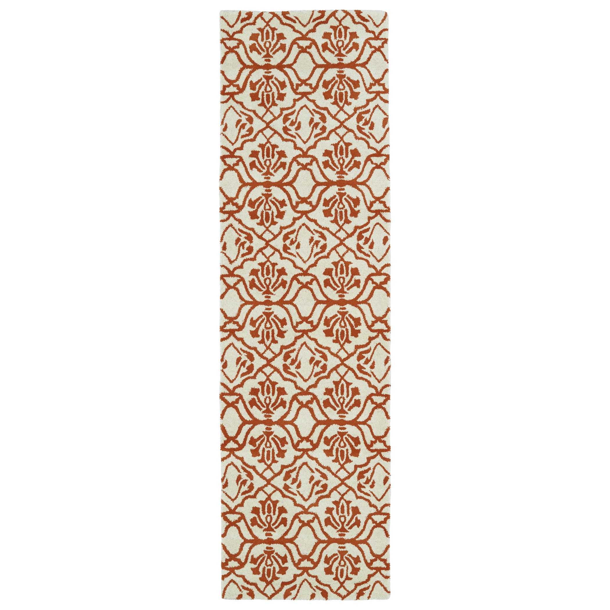 Runway Orange/ Ivory Hand tufted Wool Rug (23 X 8)