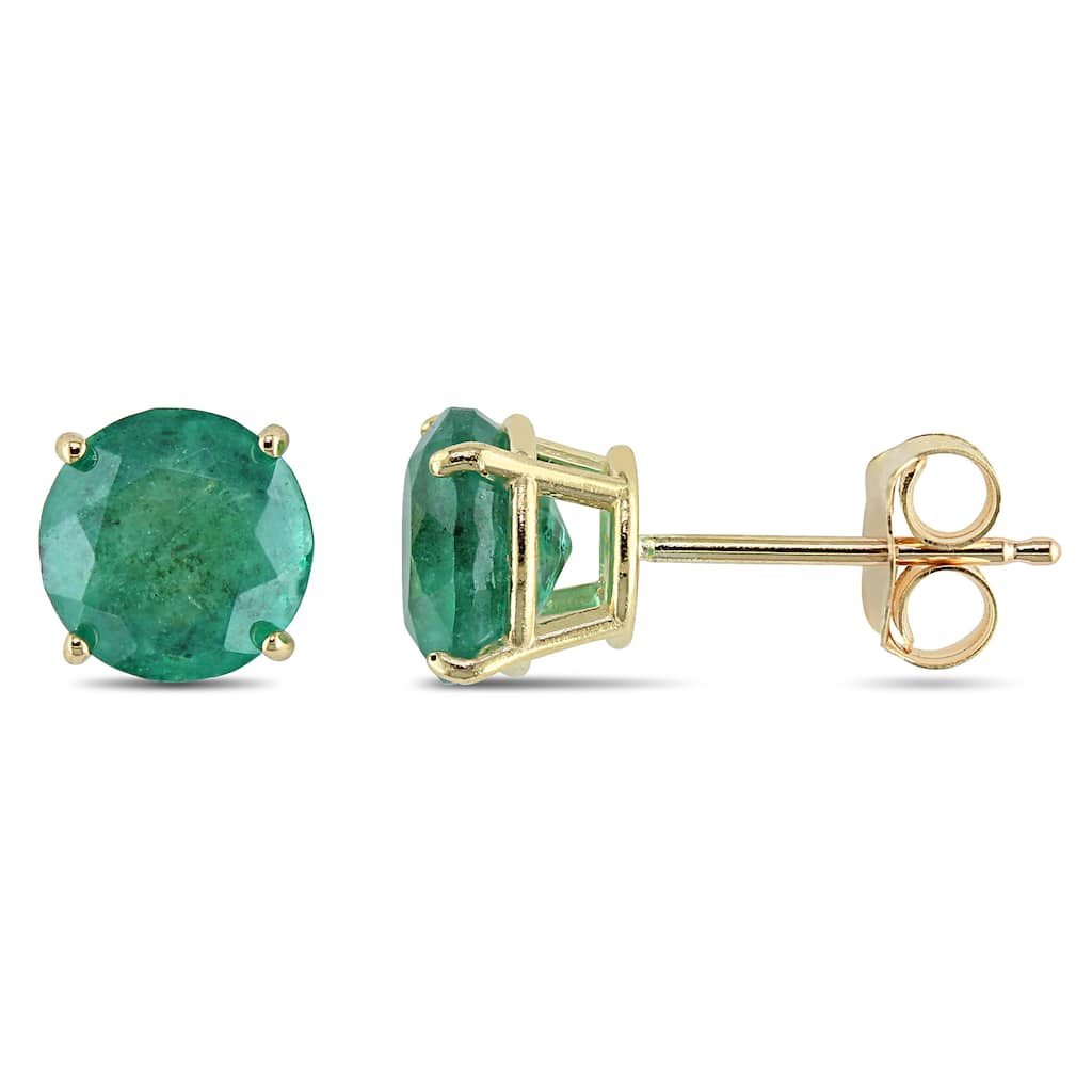 Miadora 10k Yellow Gold 1 5/8ct TGW Emerald Solitaire Earrings