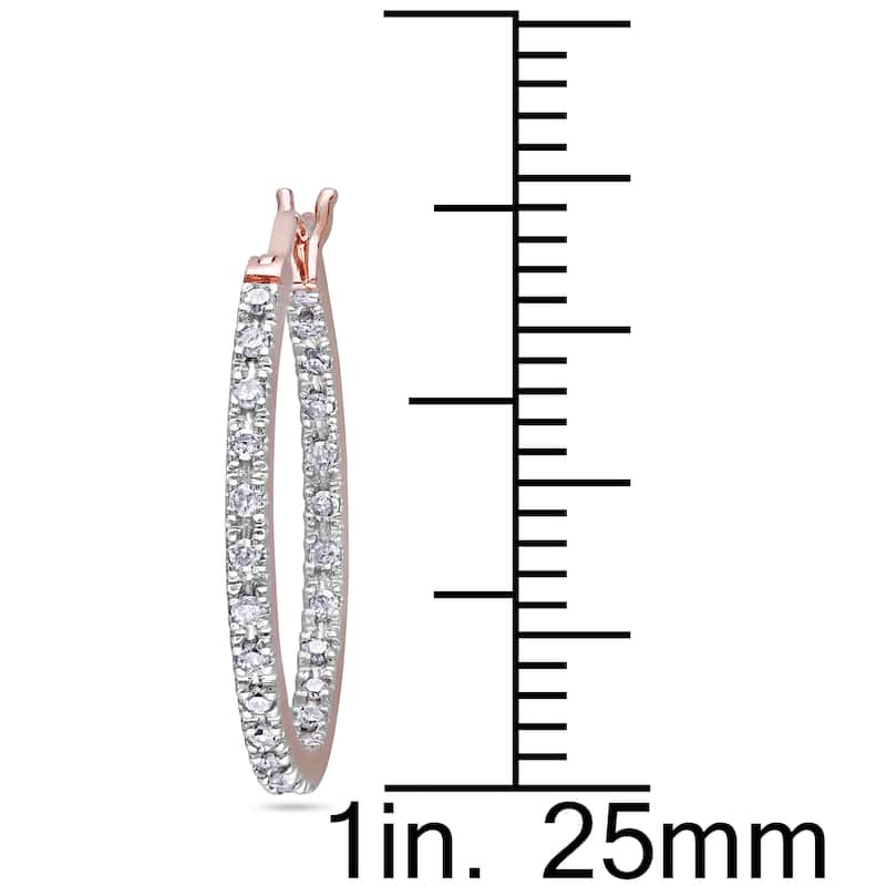 Miadora 10k Rose Gold 1/4ct TDW Diamond Hoop Earrings