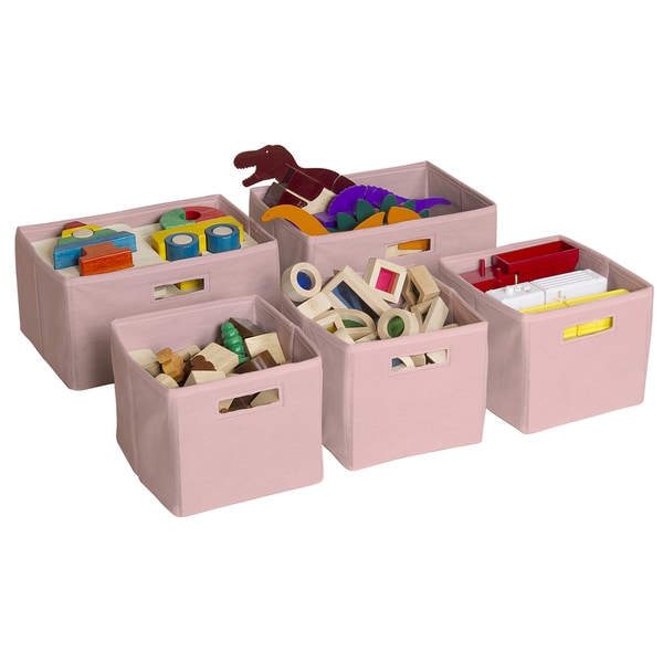 pink toy bins