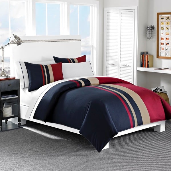 Shop Nautica Everson Tradtional Cotton 3 Piece Duvet Cover Set