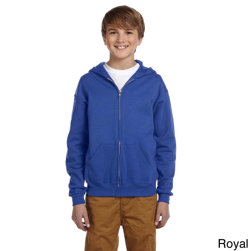 Jerzees Youth 50/50 Nublend Fleece Full Zip Jacket Blue Size L (14 16)