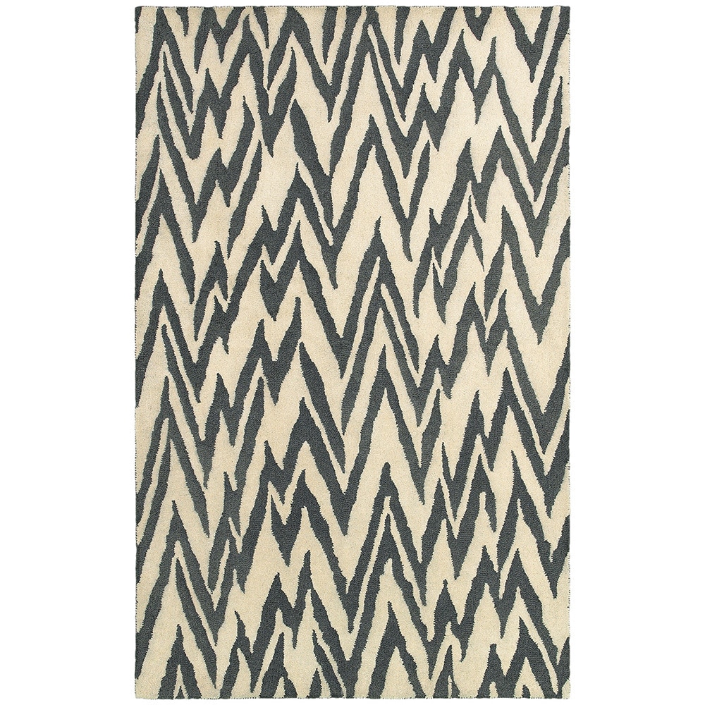 Lnr Home Dazzle Beige/ Coal Stripes Area Rug (5 X 8)