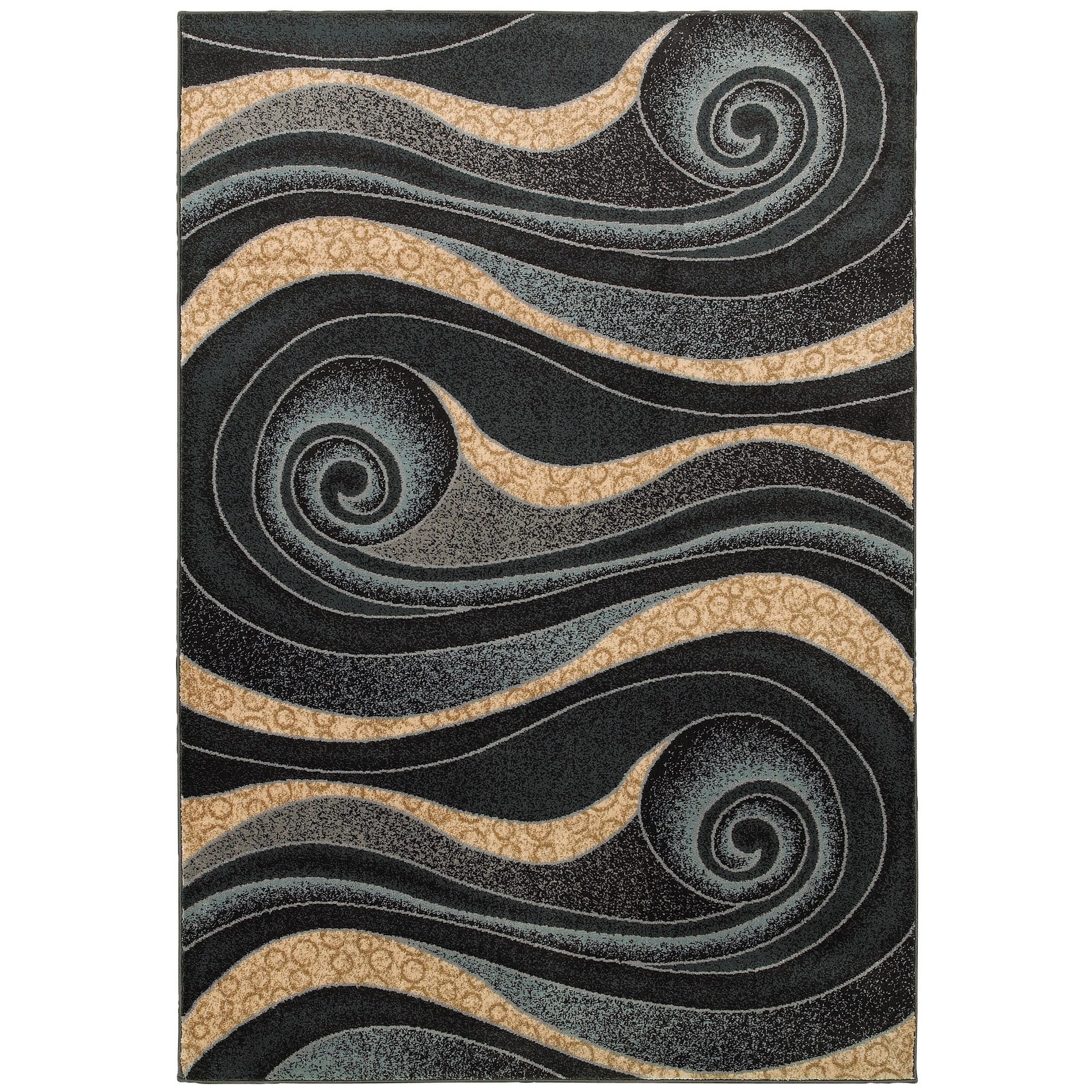 Contemporary Black And Blue Area Rug (79 X 99)