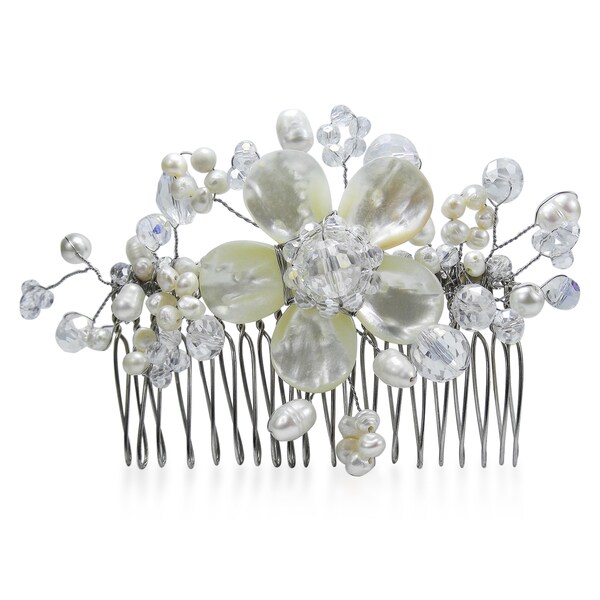 Handmade Dazzling Fl Garden Mother Of Pearl Bridal Hair Mother Of Pearl Bridal Hair