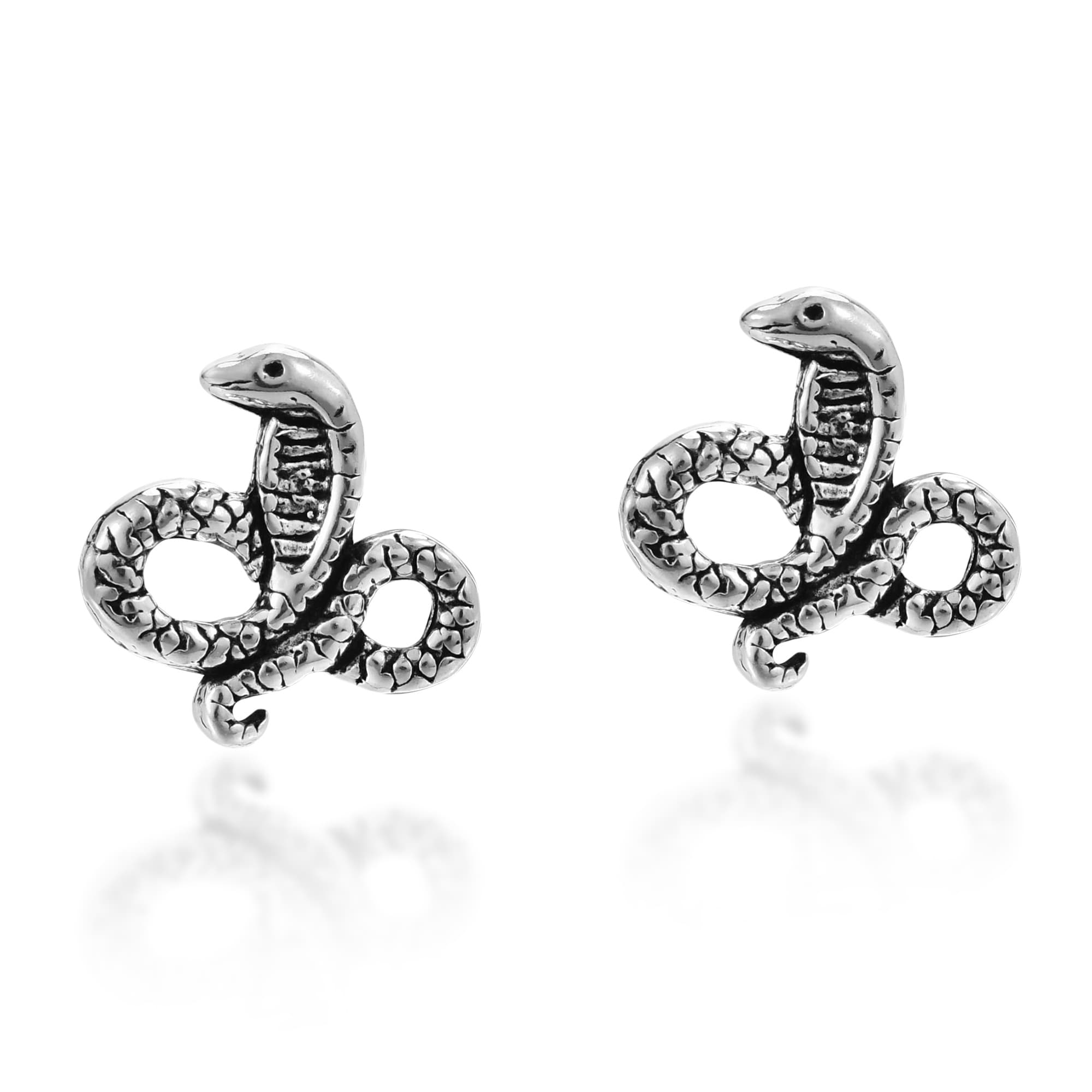 Cobra Stud Earrings 925 Sterling Silver Snake
