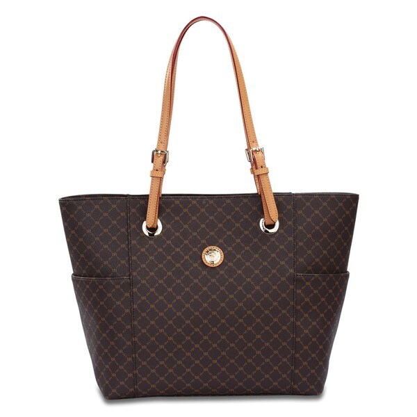 Rioni Signature Brown Saddle Tote