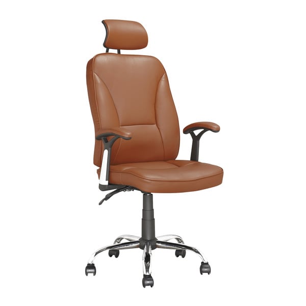 CorLiving LOF 699 O Executive Office Chair in Light Brown Leatherette