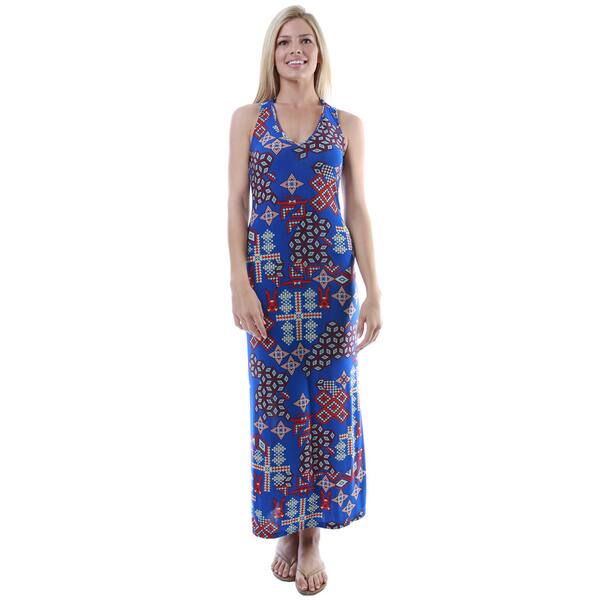 24/7 Comfort Apparel Women's Multicolor Print Sleeveless Maxi Dress ...
