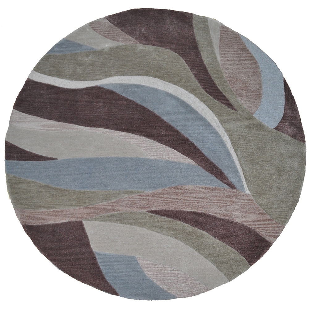 Lnr Home Fashion Blue/ Brown Geometric (5 Round)