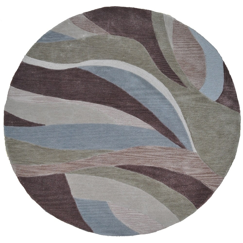 Lnr Home Fashion Blue/ Brown Geometric (3 Round)