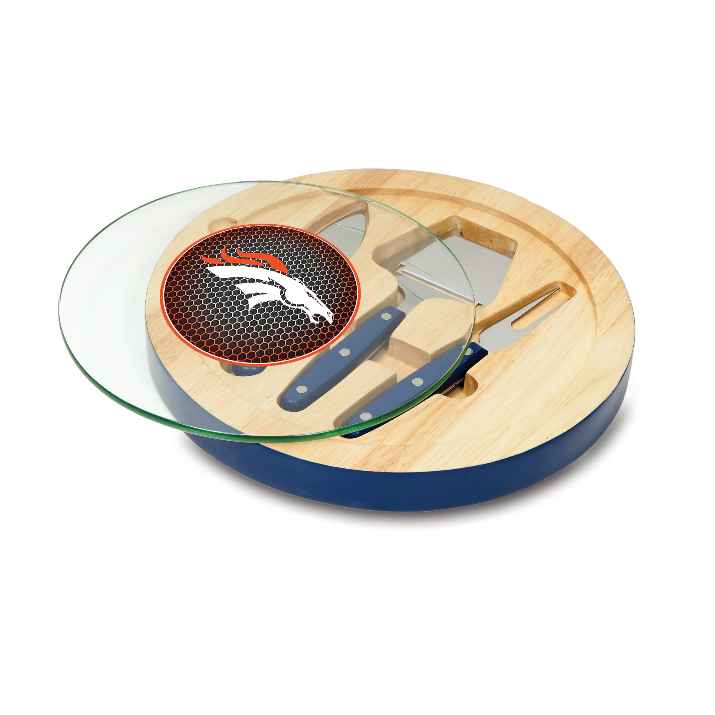 Nfl Applique Ventana Glass top Cheese Board With Accessories