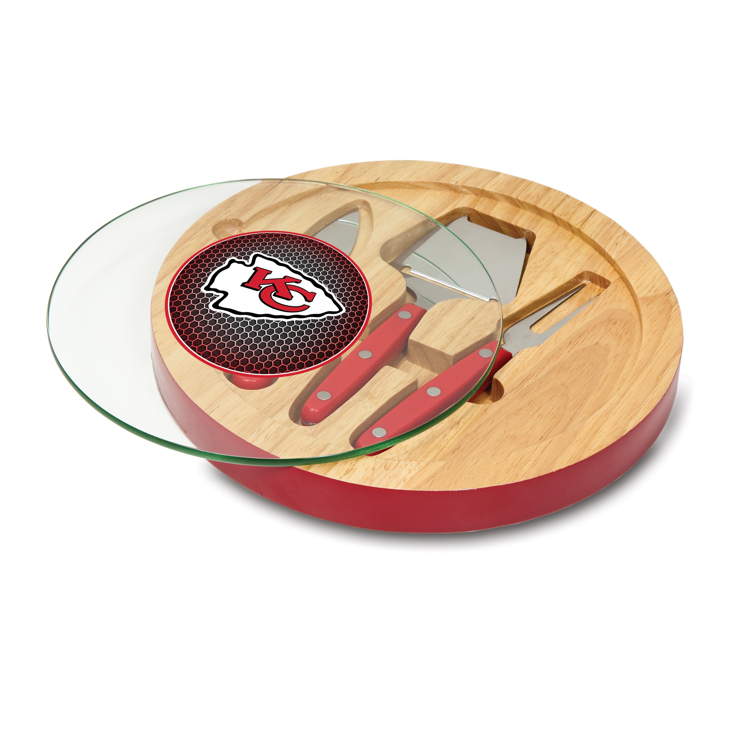 Nfl Applique Ventana Glass top Cheese Board With Accessories