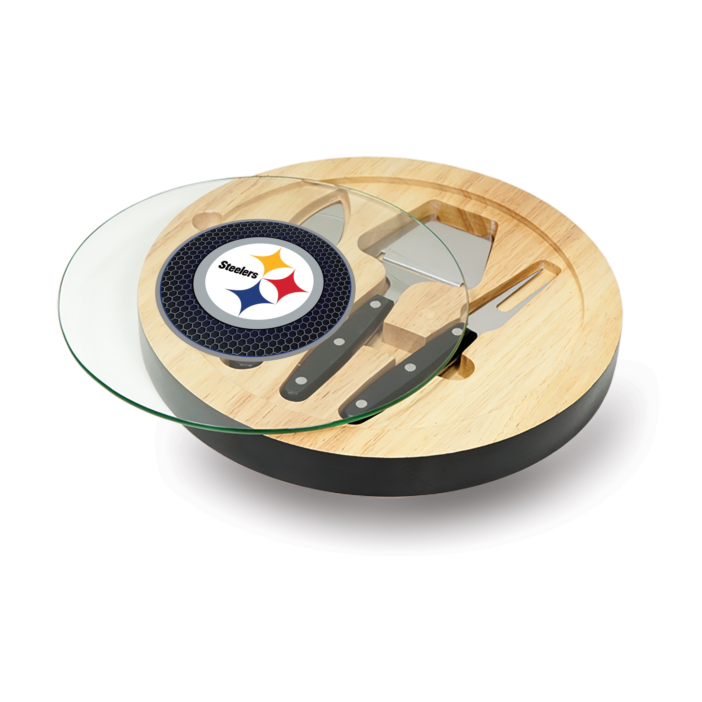 Nfl Applique Ventana Glass top Cheese Board With Accessories