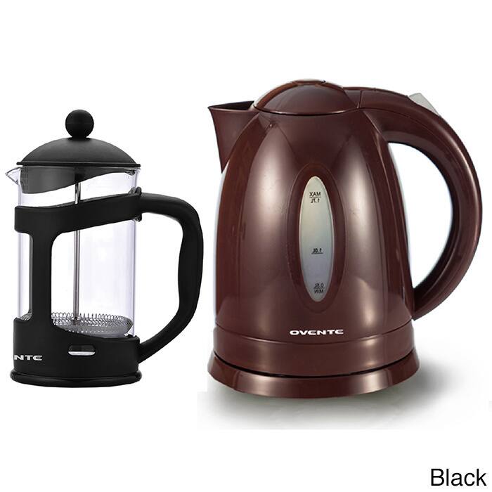 Ovente Electric Kettle 1.7L and French Press Coffee 34 oz Bundle