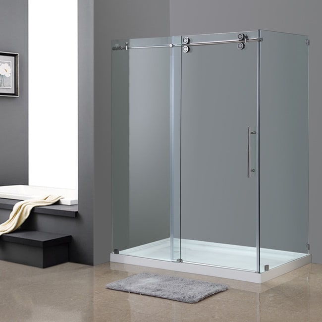 Aston Frameless Sliding Shower Enclosure With Left Base In Chrome Finish