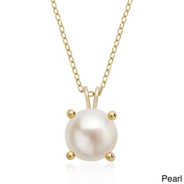 slide 7 of 16, Dolce Giavonna Gold Over Silver Gemstone Birsthtone Necklace June - White