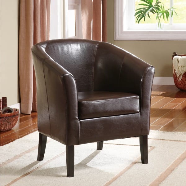 Shop Linon Andrew Barrel Club Chair Coffee Brown Upholstery