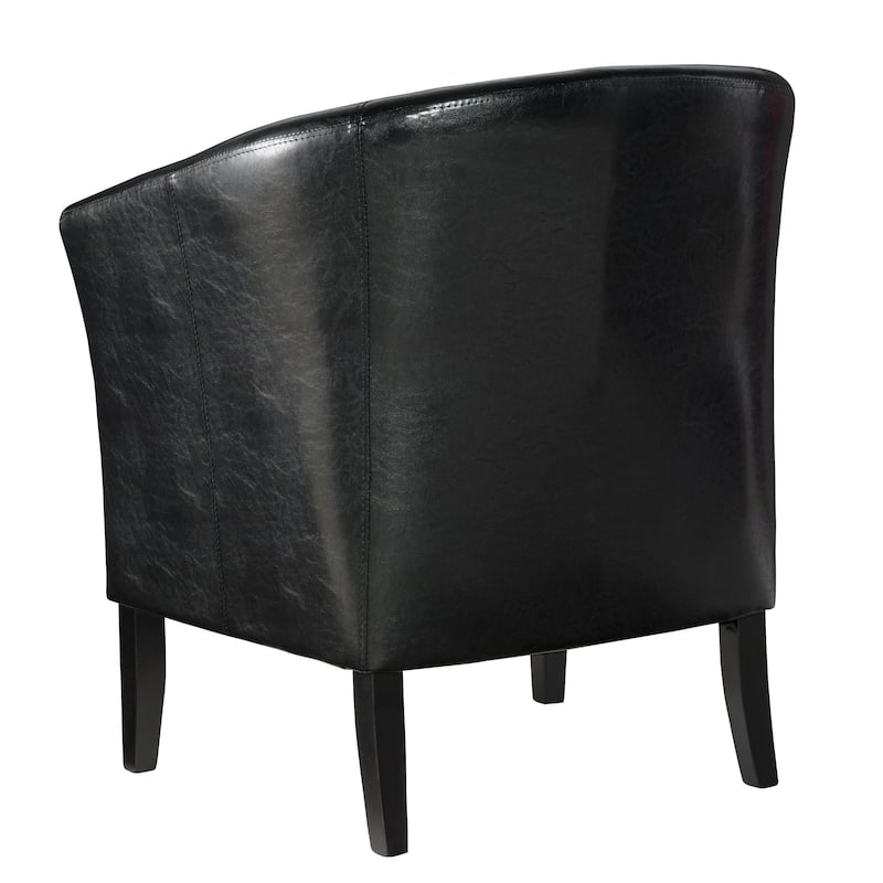 Linon Andrew Barrel Club Chair Jet Black Upholstery