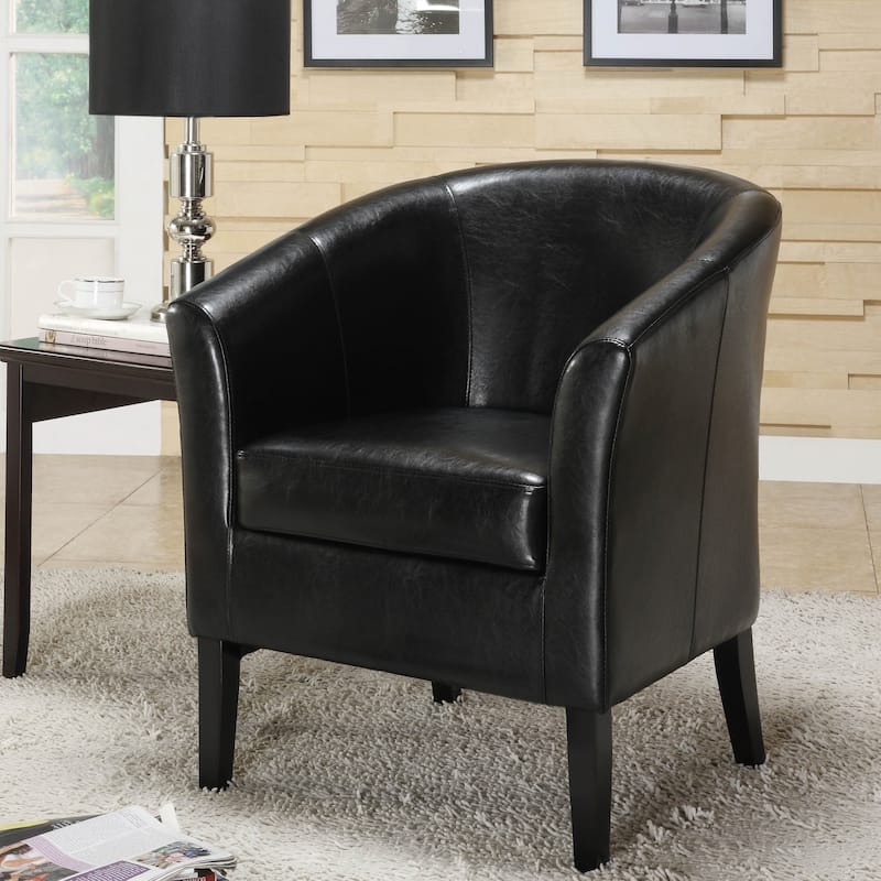 Linon Andrew Barrel Club Chair Jet Black Upholstery