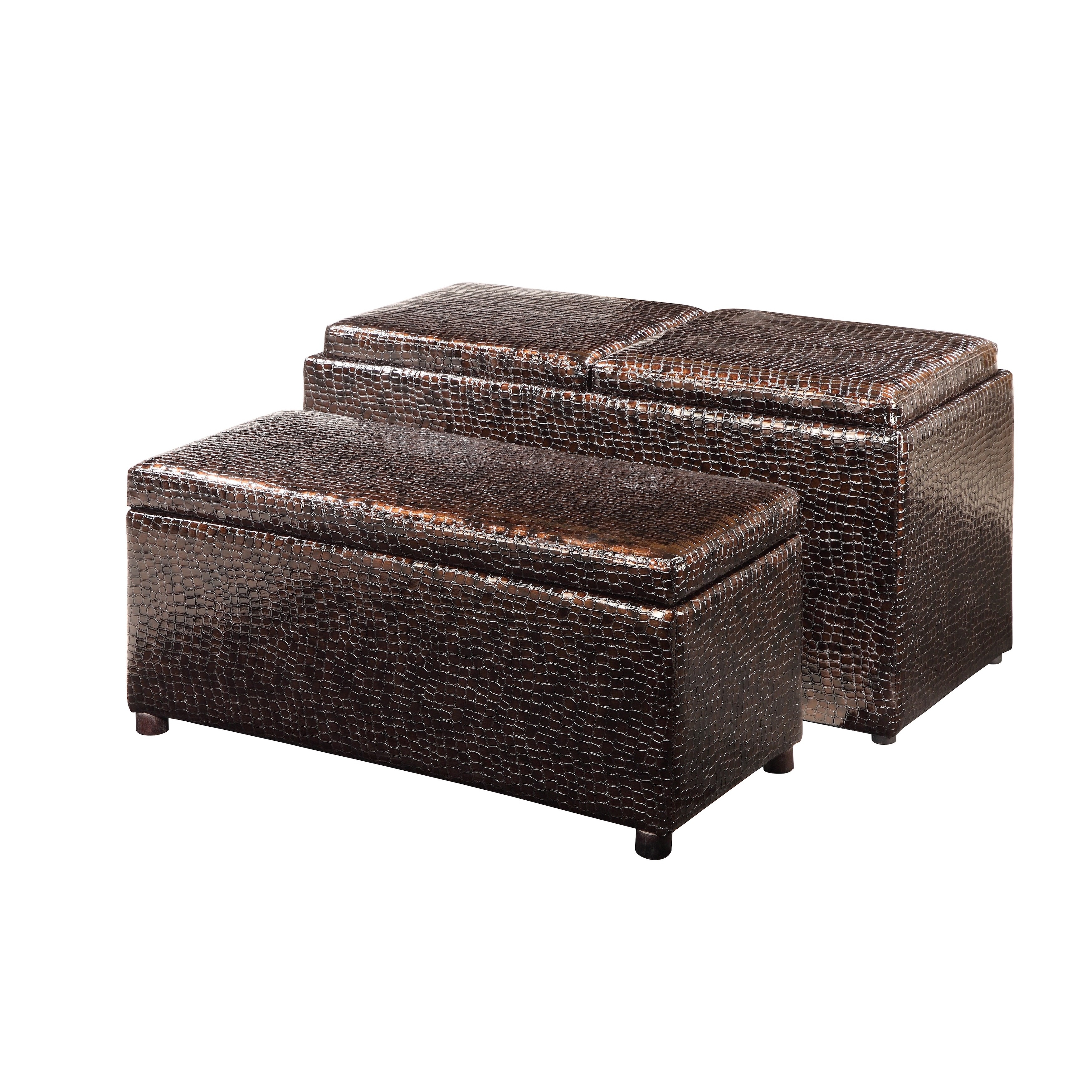 Brown Croc Ottoman Set