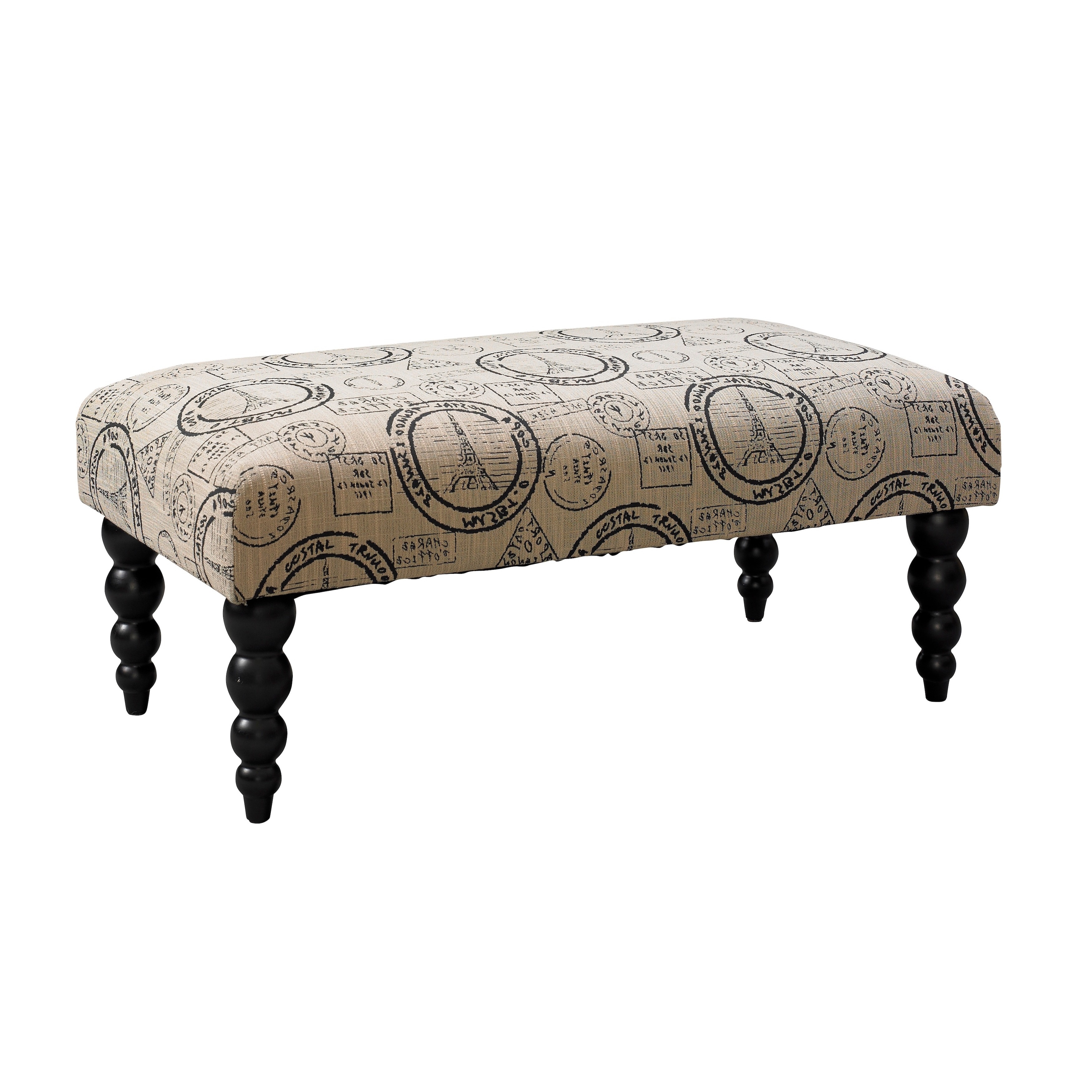 Paris Claire Printed Upholstered 40 inch Bench