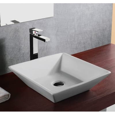 16" European Style Slope Wall Shape Porcelain Ceramic Bathroom Vessel Sink